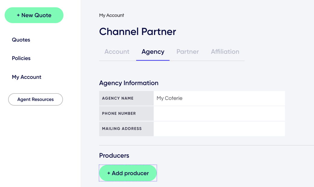 Add producer button